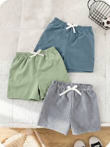 SHEIN 3件装男童短裤 - 薄荷綠 - 查看 1