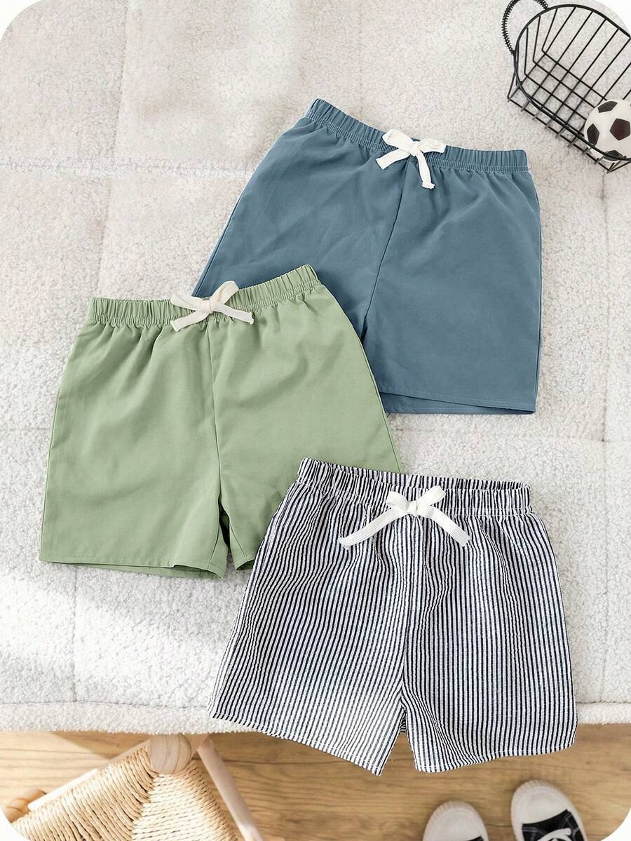 SHEIN 3件装男童短裤 - 薄荷綠 - 查看 1