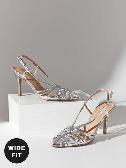 SHUZIA Women's Wide-Fit Elegant Stylish Point Toe Crisscross Stiletto Pumps