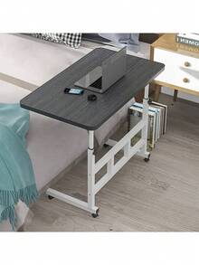 Bàn làm việc đứng có thể điều chỉnh độ cao, có bánh xe, khung sắt chắc chắn, bàn làm việc tại nhà rộng rãi, phù hợp sử dụng trên ghế sofa - Mặt bàn bằng gỗ màu trắng, bề mặt được sơn. - Nhiều màu - Xem 4