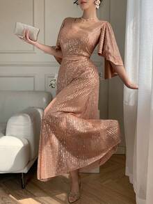 DAZY Đầm eo đính sequin cao cấp thanh lịch, đầm dự tiệc sang trọng mang đến vẻ đẹp tinh tế cho mùa hè. - Rượu sâm banh - Xem 4