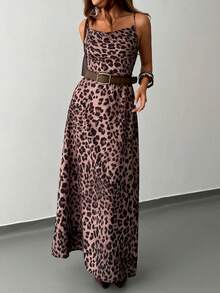 Ritzy Row Vestido de tirantes con estampado de leopardo y escote pronunciado para mujer, para primavera/verano - Multicolor - Ver 4