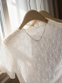 Resyla Women's Short Mesh Undershirt, Summer T-Shirt - White - View 3