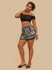 Travachic Quần short giáo viên kẻ sọc nhiều màu sắc phong cách quý tộc Pháp mùa thu, cỡ lớn. - màu đen - Xem 6