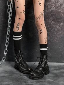 Sugerpunk 女士时尚摩托车靴，甜美酷炫侧拉链战斗靴，户外徒步时尚踝靴 - 黑色 - 查看 3