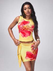 plantica Casual Sexy Urban Chic Minimalist Y2K Subculture Fashion Women's Printed Rhinestone Bodycon Mini Skirt, Suitable For Outings, Music Festivals, Daily, Vacation, Dates, Parties, New Year, Valentine's Day, Spring/Summer - Multicolor - View 4