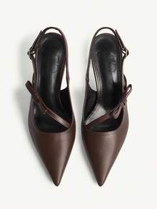 CUCCOO CHICEST New Design Pointed Toe High Heels, Romantic Elegant Elegant Minimalist Sexy Bow Brown High Heel Sandals, Open Toe Dress Shoes, Formal Occasion Graceful Outfit - Brown - View 2