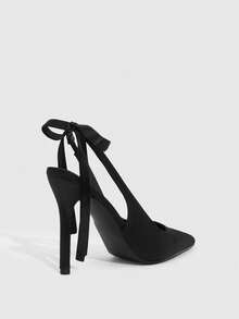 CUCCOO SZL Women's Pointed Toe Lace-Up Design Pumps For Daily Commute - Black - View 4