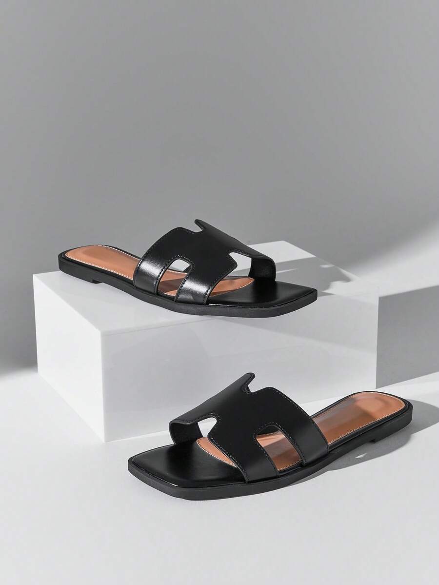 SHUZIA Women's Fashionable Flat Sandals Holiday Vacay Vibe For Summer Shoes Spring Shoes Spring Break Easter Vacation Shoes Casual Shoes Beach Shoes Mother's Day Present For Christmas Valentine's Day - Black - View 1