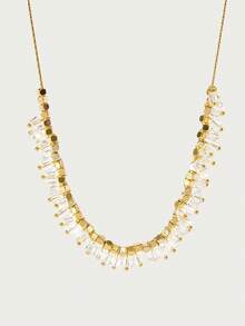 Glisma 女士吊坠项链，高级/复古/优雅，18K镀金，性感/复古，适合妈妈/女士/女孩/母亲，夏季/海滩/舞会/派对，多层/宝石/串珠/水晶，魅力/粗犷 - 金色 - 查看 2