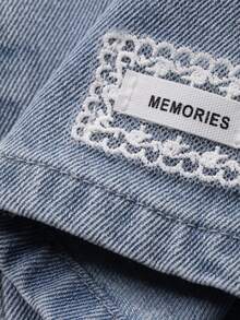 DAZY Quần jeans ống rộng thoải mái có túi, cạp chun co giãn dành cho nữ - Rửa nhẹ - Xem 7