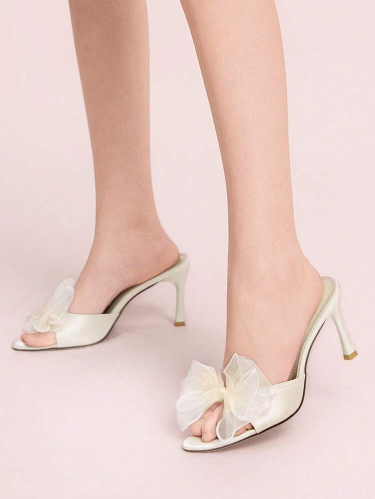 CUCCOO DOLLMOD Women Fashion Elegant Party Bows Heeled Sandals Spring Shoes