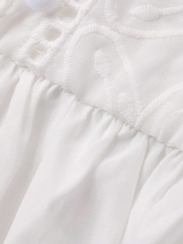 Women's Casual Embroidered Patchwork Lantern Sleeve Loose Blouse For Summer Holiday