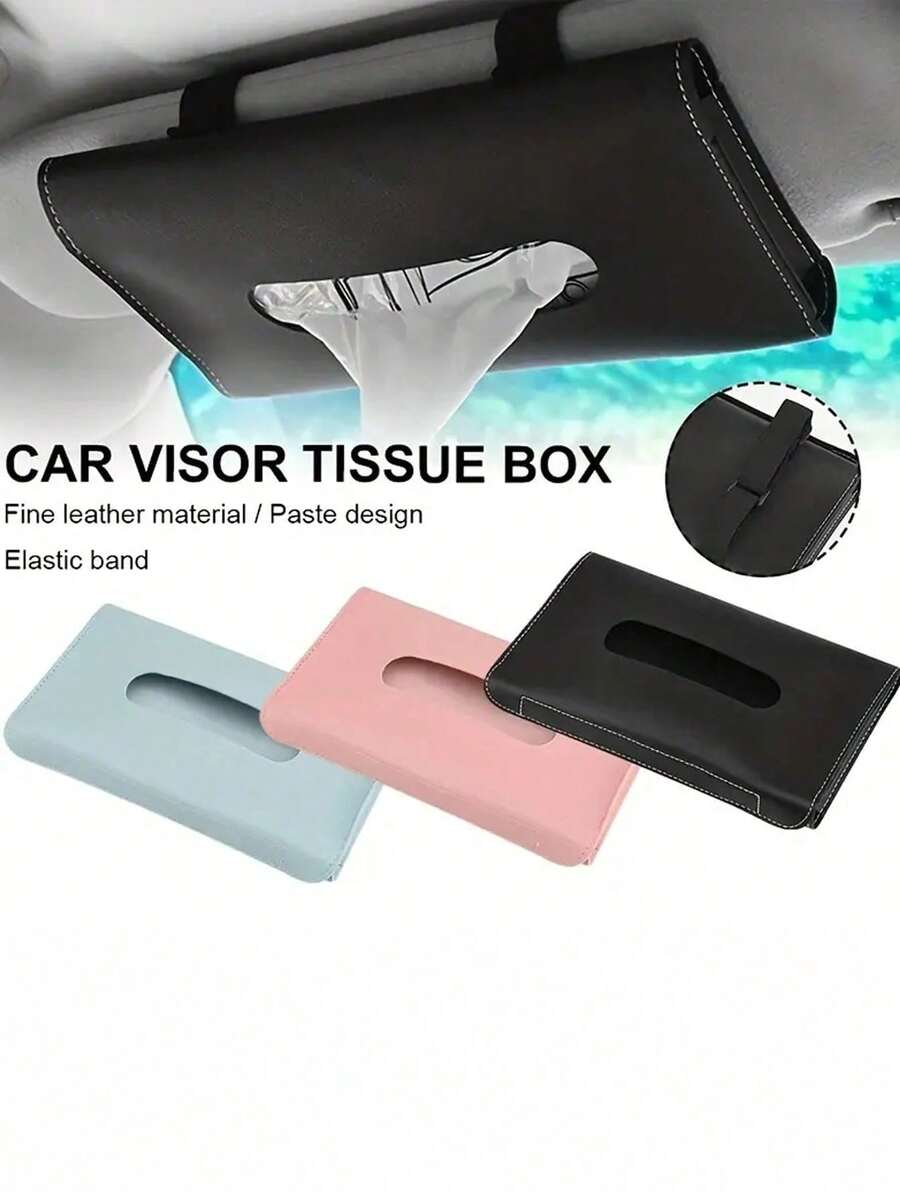 Multifunctional Car Tissue Holder - 1pc Creative Sun Visor Strap Napkin Box, Overhead Hanging Storage Organizer For Car Interior, Universal Fit For Family Home Office Travel Essentials - Multicolor - View 1