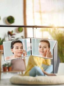 Espejo de cuidado personal ajustable en 3 direcciones a 360° - Cristal HD antivaho, diseño plegable portátil, adecuado para el hogar, viajes, gimnasio y salón de belleza - Perfecto para el afeitado de hombres, peinado de mujeres, maquillaje, estudiantes y profesionales - Ahorra espacio, decoración de baño y ayudante de almacenamiento de cuidado personal, precio asequible, regalos de Navidad, cosméticos, herramientas de maquillaje, artículos asequibles, regalos, regalos para mujeres, regalos de Navidad - Multicolor - Ver 6
