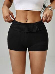 SHEIN PETITE Women Casual Knit Pants, Suitable For Spring/Summer - Black - View 3