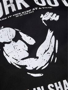 Manfinity ZONE917 男式标语印花宽肩运动背心 - 黑色 - 查看 2