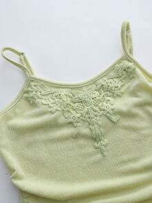 Bluhae 吊带拼接蕾丝薄纱上衣和印花半裙套装，休闲假日海滩度假装 - 彩色 - 查看 3