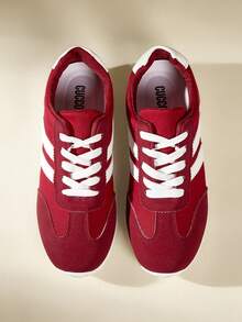 CUCCOO EASI Women's Casual Sneakers - Red and White - View 4