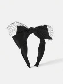 MOTF PREMIUM BLACK FISHING NET DOUBLE-LAYER LARGE BOW HEADBAND - Black - View 5