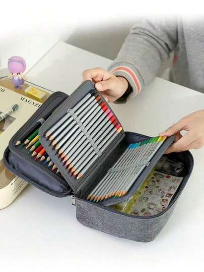 1 Creative New 72 Slot Pen Holder Case, Pencil Mark Brush Storage Box, Multifunctional Large Capacity Pen Holder With 2 Detachable Sleeves, Detachable Shoulder Pen Holder, Favorite School Organization Pen Holder Case, Back To School Gift,Stationery,Bag