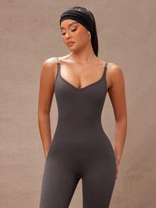 Lumalex Minimalist Fashion Summer Jumpsuit Workout Pants - Brown - View 4