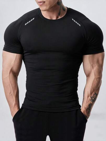 GymBeat Camiseta casual de manga corta tipo raglan para hombre, para fitness y entrenamiento