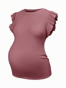 SHEIN Camiseta de maternidad de unicolor, cuello redondo, casual y versátil para uso diario - Multicolor - Ver 6