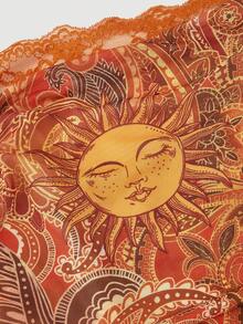 SHEIN MOD Women's Sleeveless Dress With Sun & Face Pattern Pleated Design - Multicolor - View 3