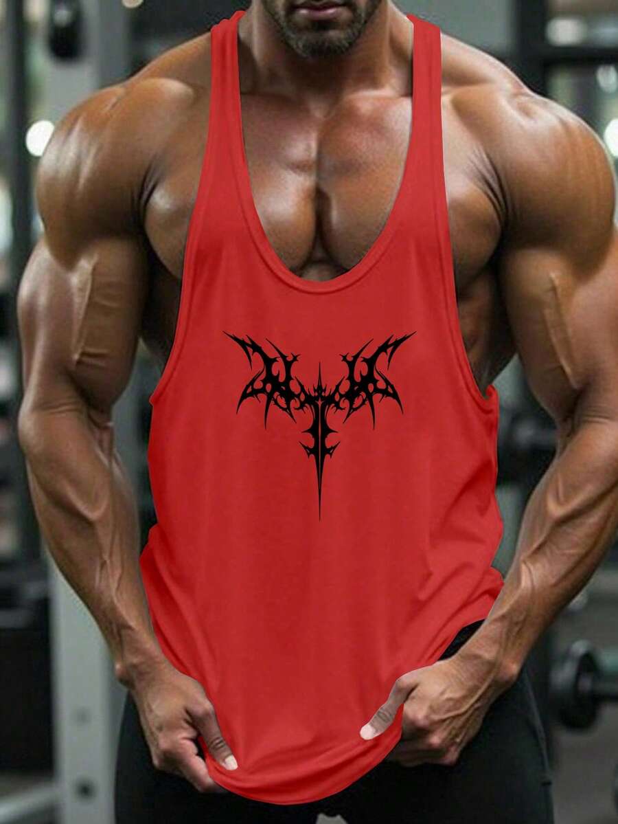 GymBeat Men's Cross Print Gothic Pattern Casual Versatile Daily Wear & Sports T-Shirt - Red - View 1