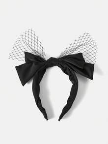 MOTF PREMIUM BLACK FISHING NET DOUBLE-LAYER LARGE BOW HEADBAND - Black - View 2