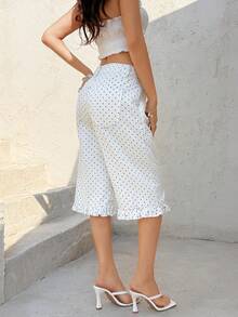 Sunnyshic 时尚波点印花荷叶边水洗牛仔裤 - 彩色 - 查看 2