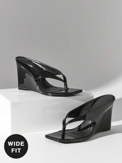 SHUZIA Women's Wide-Fit Comfortable, Thong Wedge Sandals