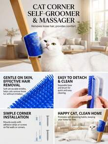 PETSIN 1PC Classic Corner Tickler - Cat Scratching Board Toy For Tickling And Massaging. Hair Removal Massage Comb For Pet Grooming Supplies. - Multicolor - View 2