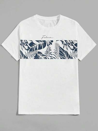 EASEVO Camiseta de manga corta de talla grande para hombre con estampado botánico casual, para verano