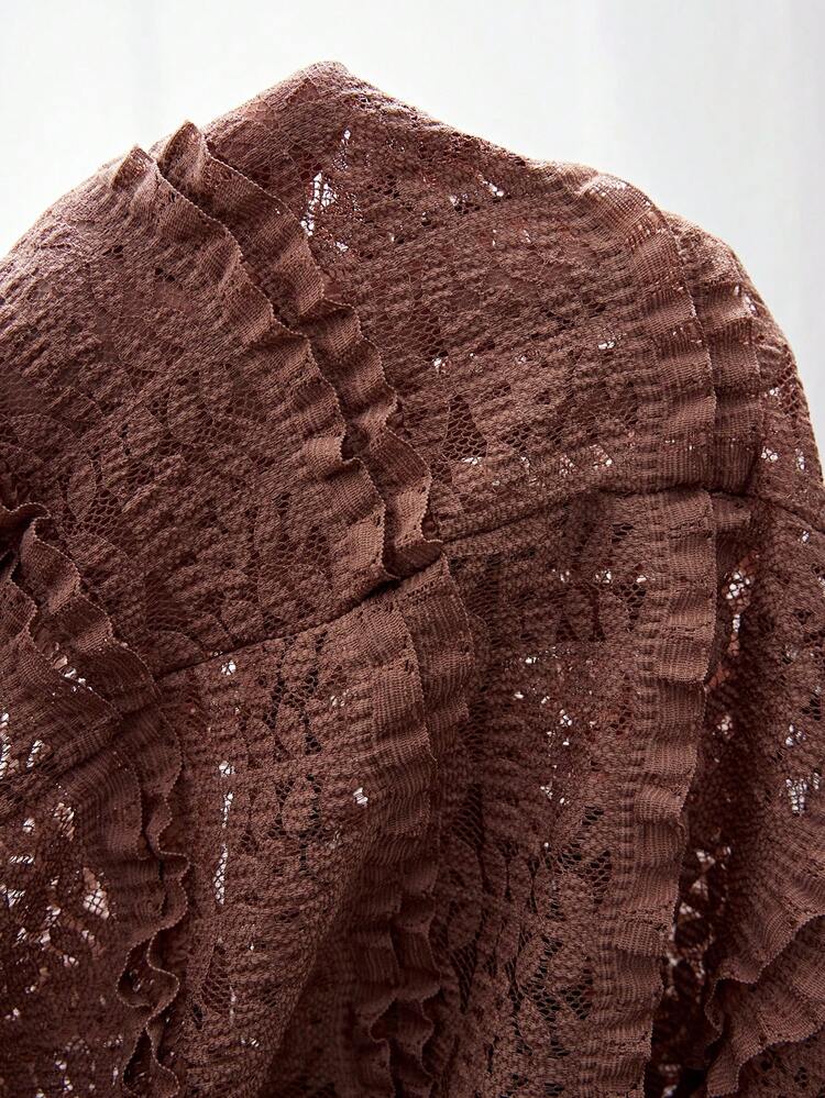 Bohemela Quần ống đứng cạp cao bằng ren màu trơn dành cho nữ, thích hợp cho kỳ nghỉ biển. - màu nâu - Xem 7