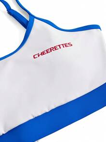 Cheerettes Women's Cheerleading Contrast Color Sports Bra  Color Block Sports Bra Cute Sports Bras Swim Top Cheerleader Top  All Seasons Summer Spring Fall Winter - Red and White - View 3