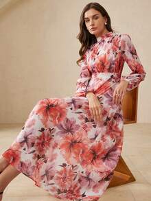 Aveloria Rosie Đầm dài tay màu đen in hoa, xếp ly eo, kiểu dáng cổ điển thanh lịch tôn lên đường cong mềm mại, họa tiết tinh tế tạo nên vẻ lãng mạn, thích hợp cho các buổi hẹn hò, tiệc trà chiều và các bữa tiệc sang trọng. - Nhiều màu - Xem 5