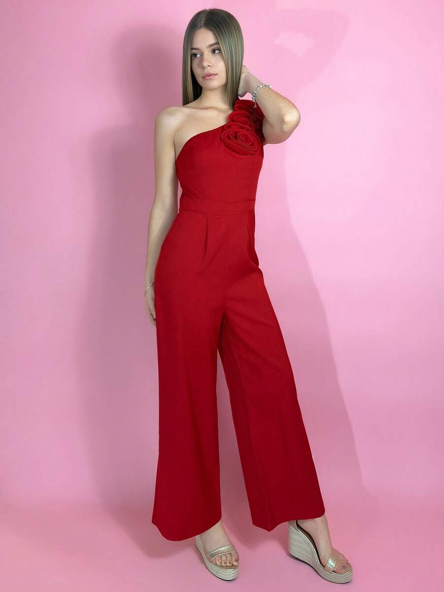 Aless PB Women's Red Sleeveless Floral Jumpsuit, Casual For Everyday Wear - Red - View 1
