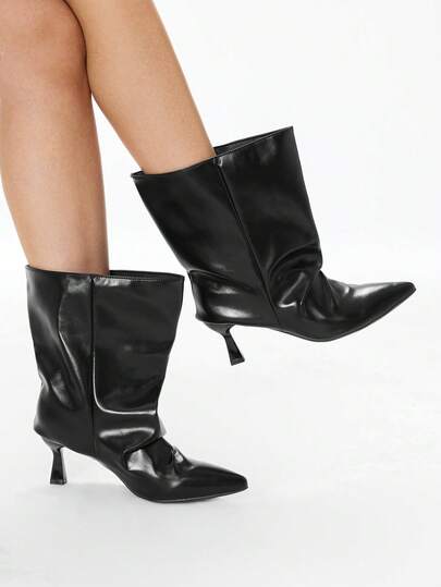 Glitzique Fall/Winter French Blogger Style Pointed Toe Thigh High Boots, Ins Nordic Kitten Heel Equestrian Boots For Women,Kitten Heel Boots,Party