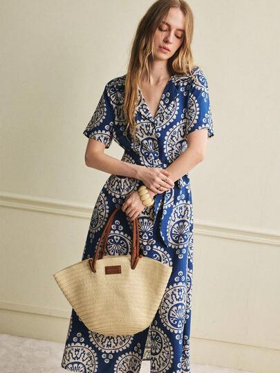 Écloséra Vestido corto de manga corta con estampado floral suelto y versátil para mujer, primavera/verano