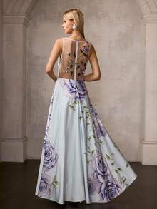 MOTF Soiréza SPRING/SUMMER FLORAL PRINT CONTRAST MESH DRESS - Multicolor - View 4