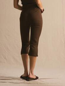MUSERA Bộ đồ gồm chân váy maxi cạp thấp xẻ tà phối ren, thích hợp cho mùa xuân hè, ấm áp, dễ thương, thường ngày, nữ tính, đi nghỉ mát, phong cách thường ngày, Casa De Muse. - Màu nâu Sô-cô-la - Xem 5