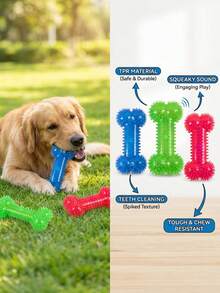 PETSIN 1 pieza Juguete para mascotas de TPR - Hueso de perro con púas para limpieza dental - Multicolor - Ver 5