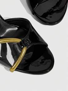 CUCCOO SZL Women's Square Toe Fashion Everyday Versatile High Heel Sandals - Black - View 6