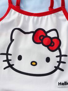 HELLO KITTY AND FRIENDS | SHEIN 少女卡通印花吊带文胸套装 - 紅白色 - 查看 5
