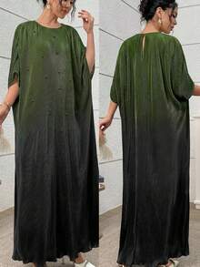 Yasmyna Women's Casual Round Neck Long Dress For Party, Daily Wear - Army Green - View 7