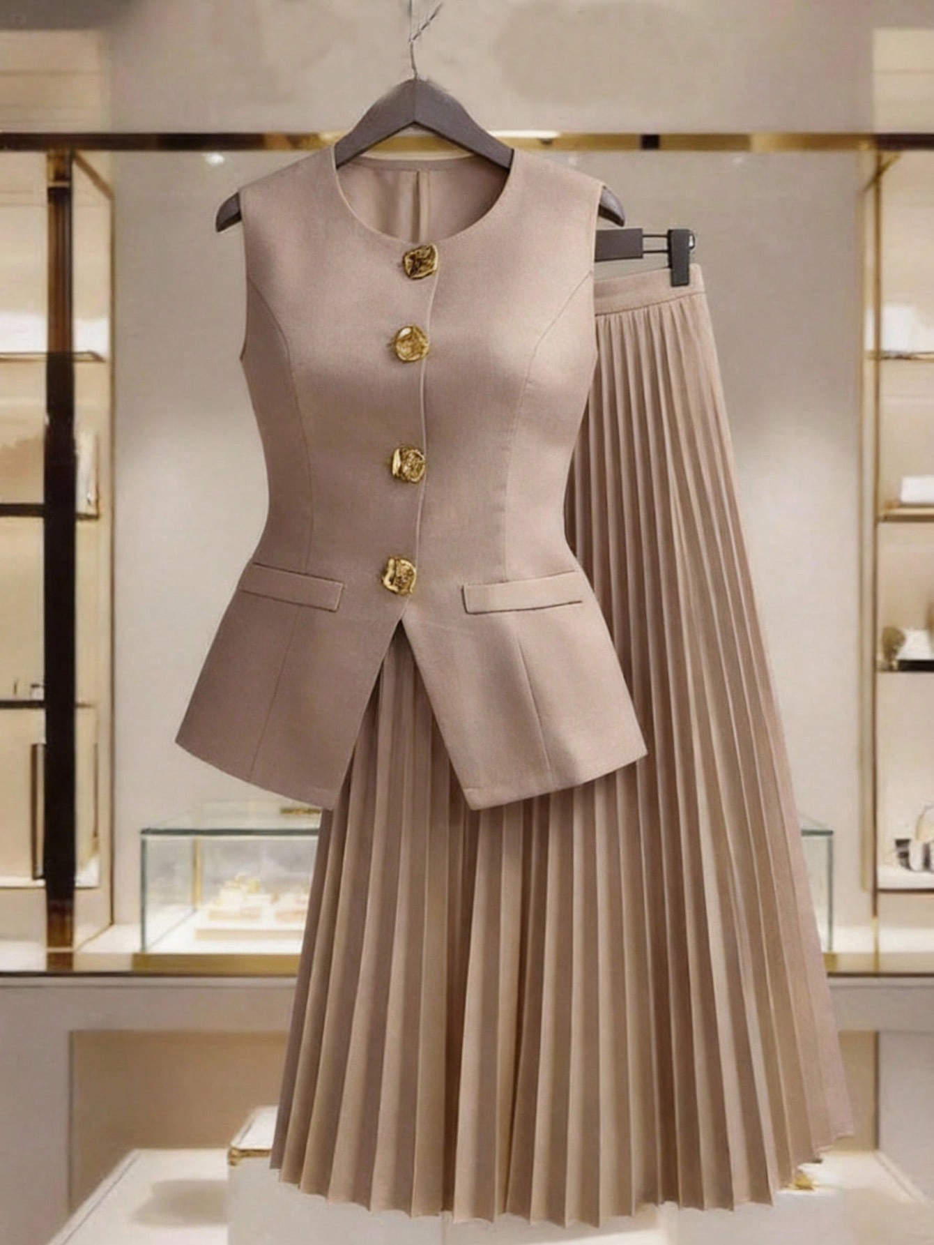 SHEIN LUNE مجموعة قطعتين من سترة أنيقة للتنقل وتنو...