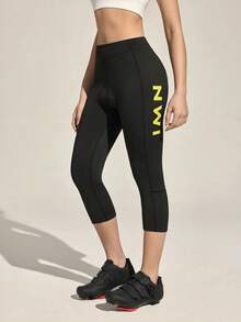 In My Nature Women's Letter Print High Waist 7/8 Cycling Shorts - Black - View 4