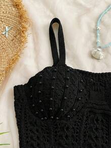 Soleia Women's Knit Camisole Top And Knitted Blend Mini Skirt Casual 2 Pieces Set - Black - View 6